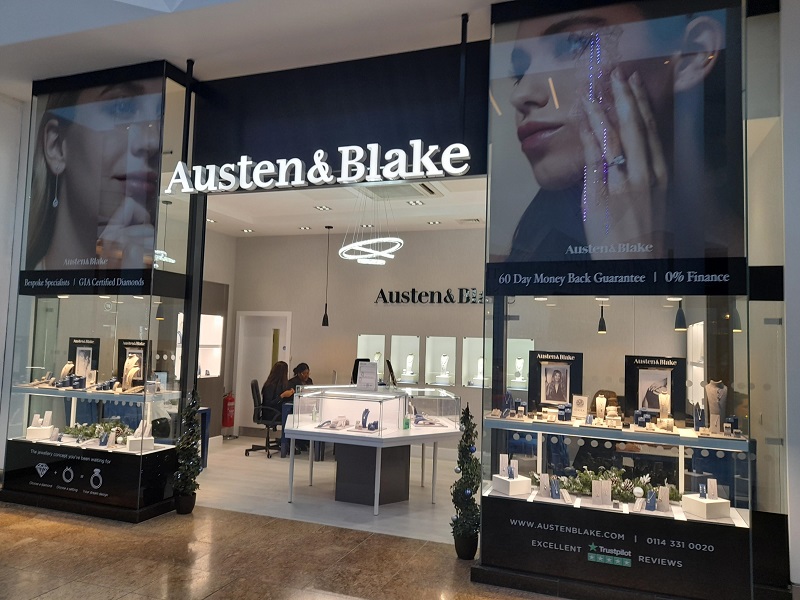 The store front of Austen & Blake, a jewellery shop in Meadowhall.
